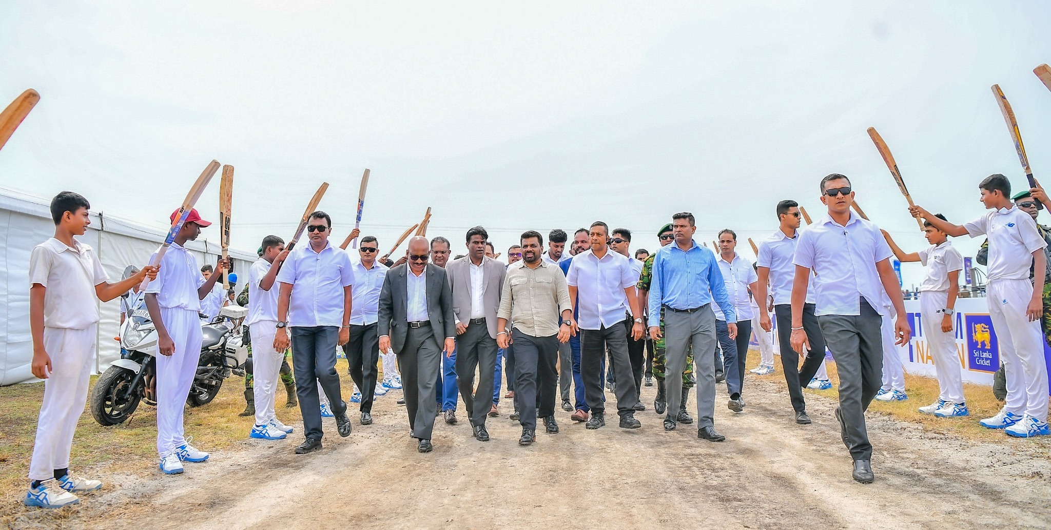 Sri Lankan president at the Mandaitivu cricket stadium site
